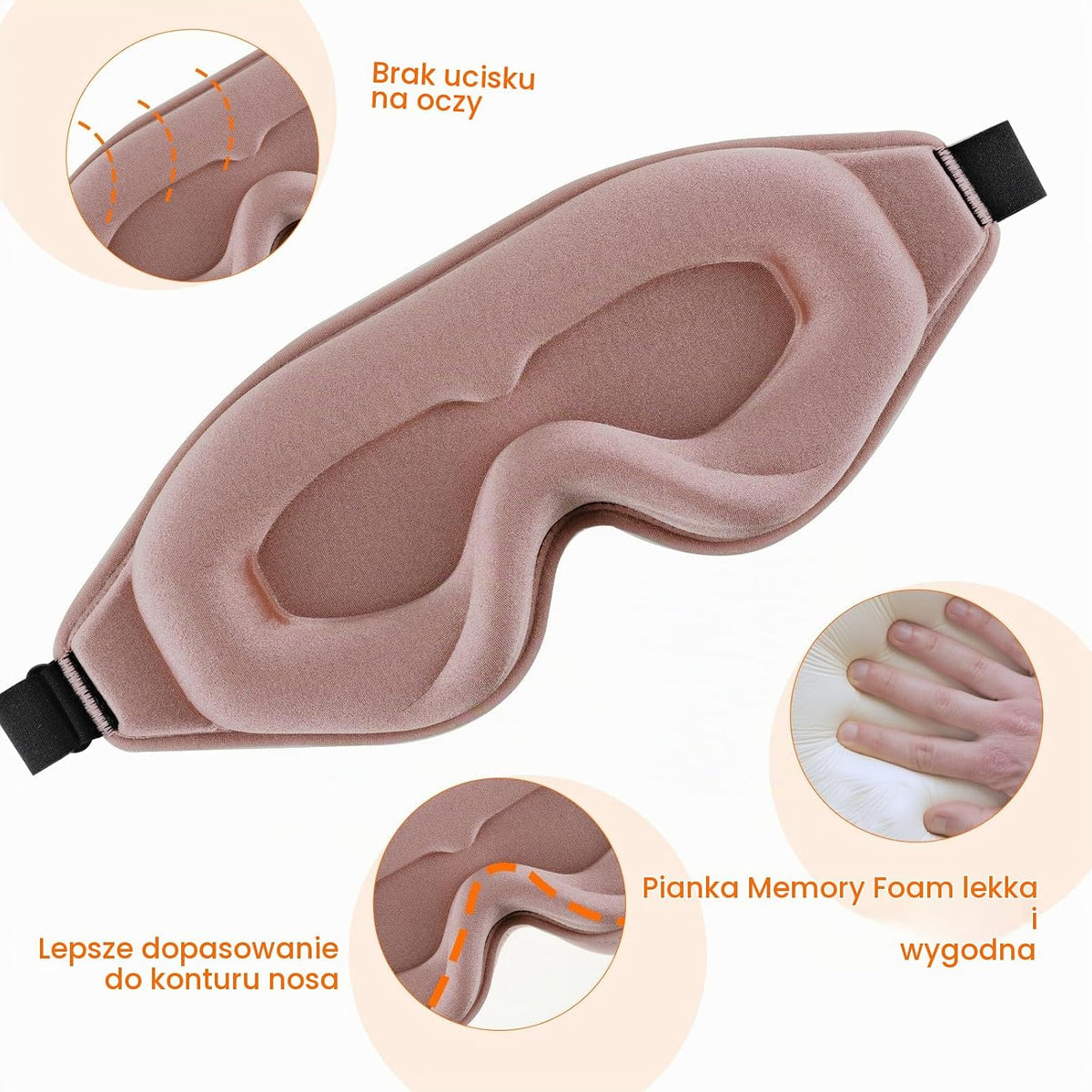 WLLHYF Profilowana Maska do Spania 3D – Jedwabista w Dotyku