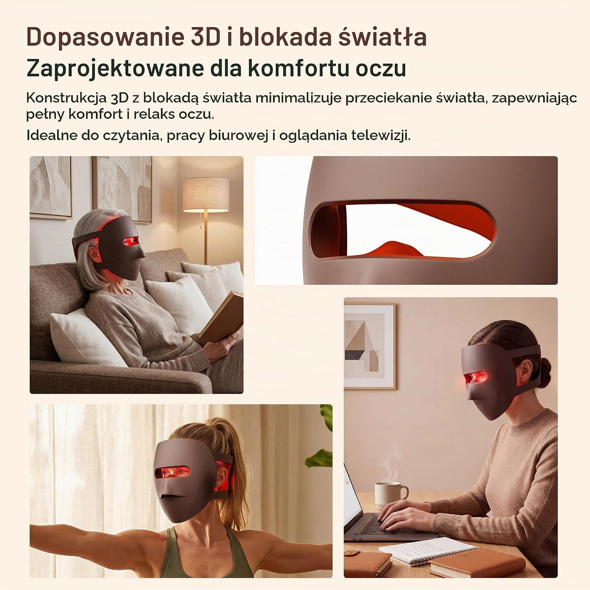 VRAIKO Maska LED ze Światłem Czerwonym – Otwarta Konstrukcja