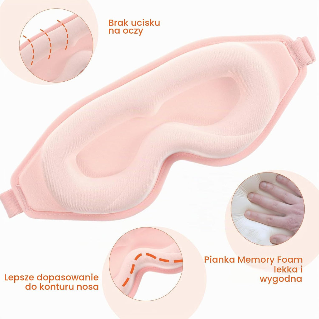 WLLHYF Profilowana Maska do Spania 3D – Jedwabista w Dotyku