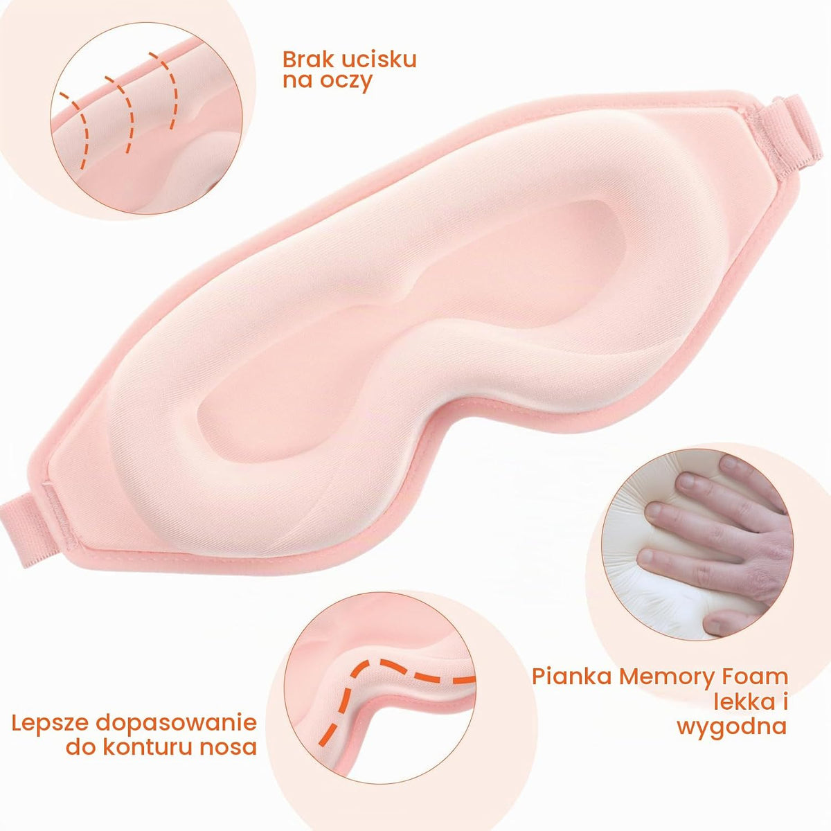 WLLHYF Profilowana Maska do Spania 3D – Jedwabista w Dotyku