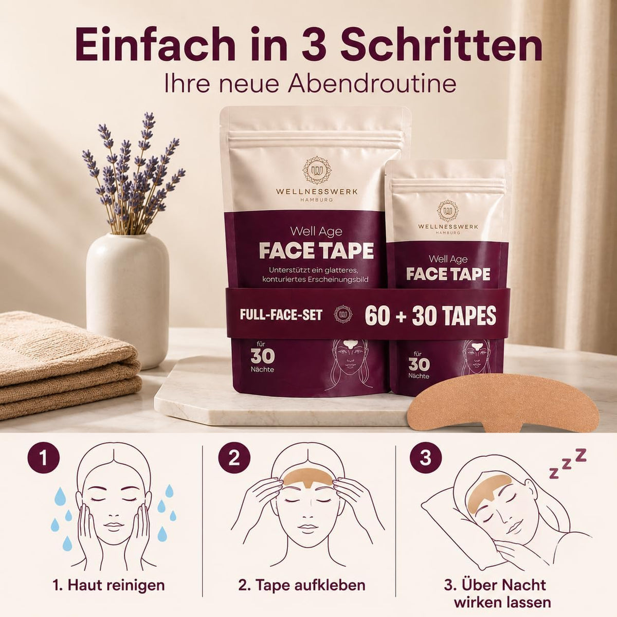 WELLNESSWERK Taśma do Face Tapingu na Całą Twarz