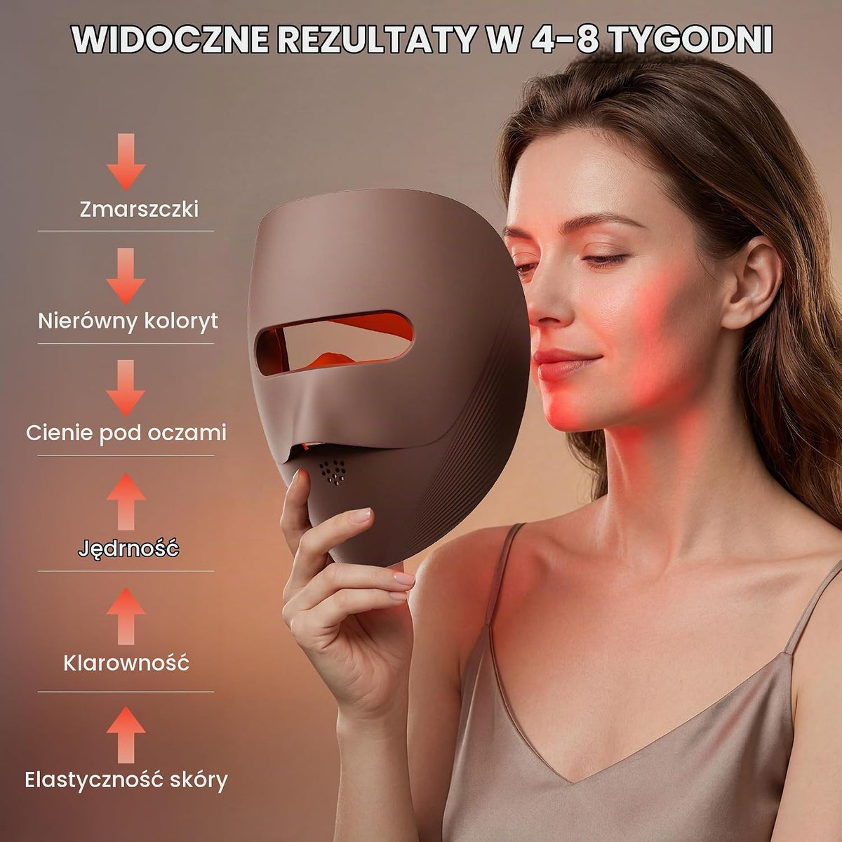 VRAIKO Maska LED ze Światłem Czerwonym – Otwarta Konstrukcja