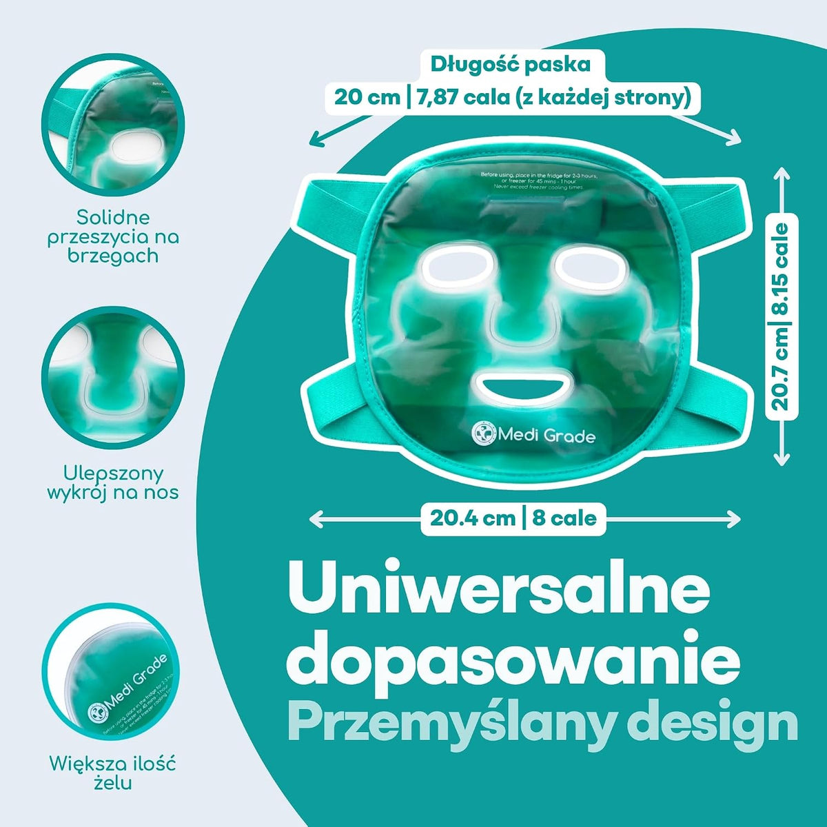 Medi Grade Chłodząca Maska Żelowa na Twarz z Pokrowcem – Wielorazowa