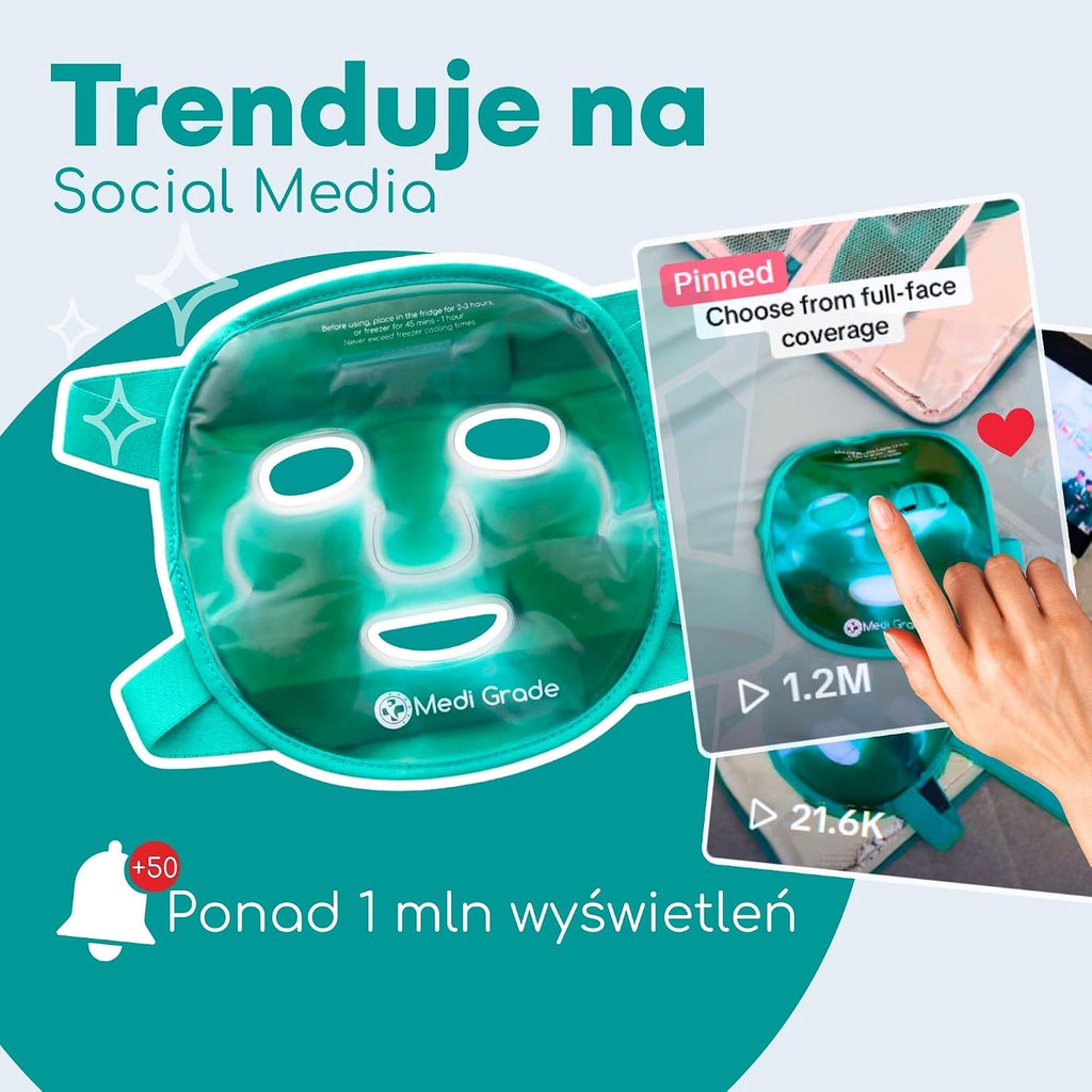 Medi Grade Chłodząca Maska Żelowa na Twarz z Pokrowcem – Wielorazowa
