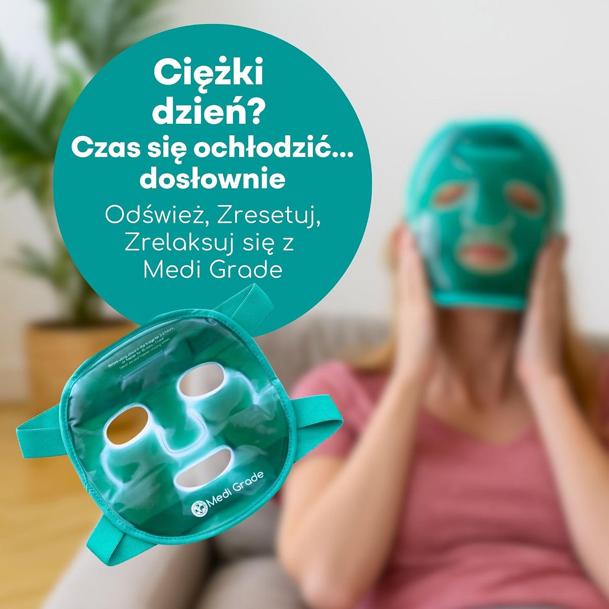 Medi Grade Chłodząca Maska Żelowa na Twarz z Pokrowcem – Wielorazowa