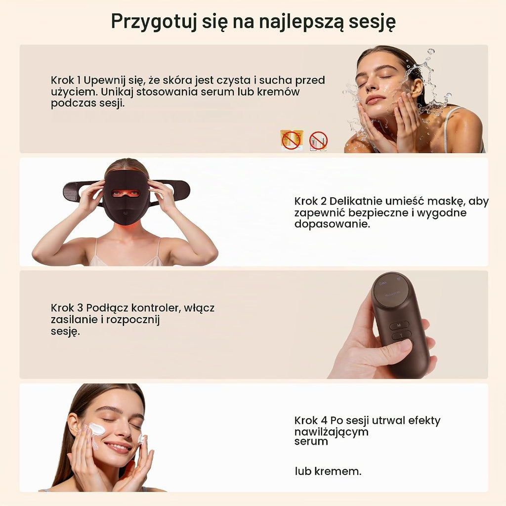 VRAIKO Maska LED ze Światłem Czerwonym – Otwarta Konstrukcja